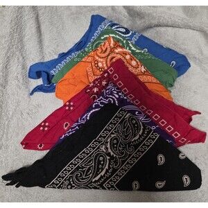 5 Pack Bandanas 100% Cotton Paisley Print Scarf Head Neck Face Mask